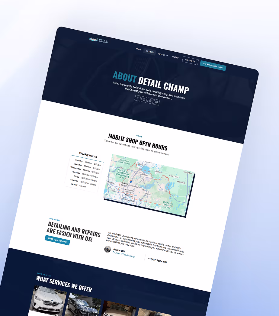 Detail Champ Auto Detailing Website Redesign Project Image