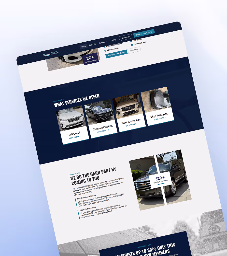 Detail Champ Auto Detailing Website Redesign Project Image